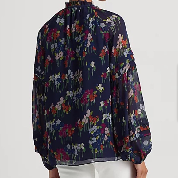 Lauren Ralph Lauren Floral Crinkle Georgette Blouse - Picture 4 of 14